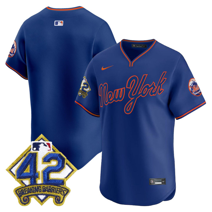 New York Mets 2025 Jackie Robinson Patch Road Alternate Jersey  Royal Team
